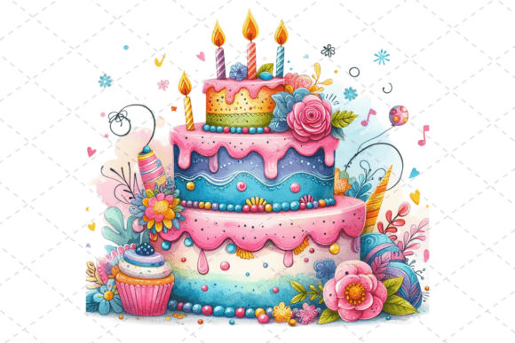Download Watercolor Birthday Cake Clipart - Birthday cake Collection