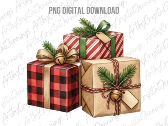 Download Watercolor Christmas Gifts Clipart PNG - Christmas gifts Collection