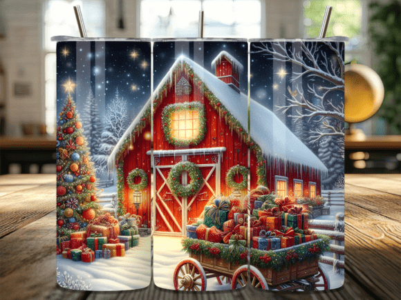Download Red Barn Christmas Gifts Tumbler Wrap - Christmas gifts Collection
