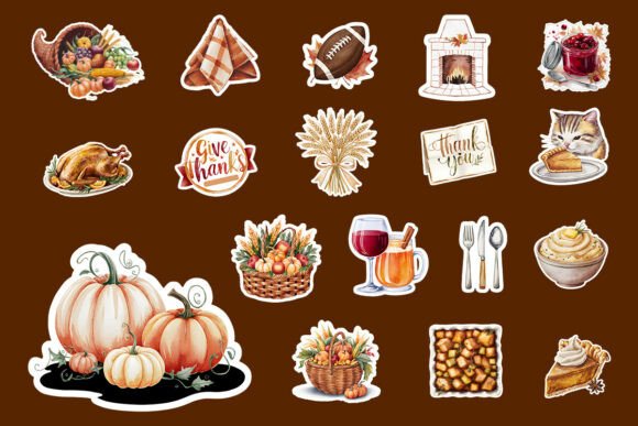 Download Thanksgiving Watercolor Stickers Bundle - Thanksgiving Collection