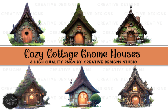 Download Cozy Cottage Gnome Houses Graphic Set - Graphic Collection