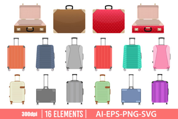 Download Suitcase Clipart Set - Premium Resources